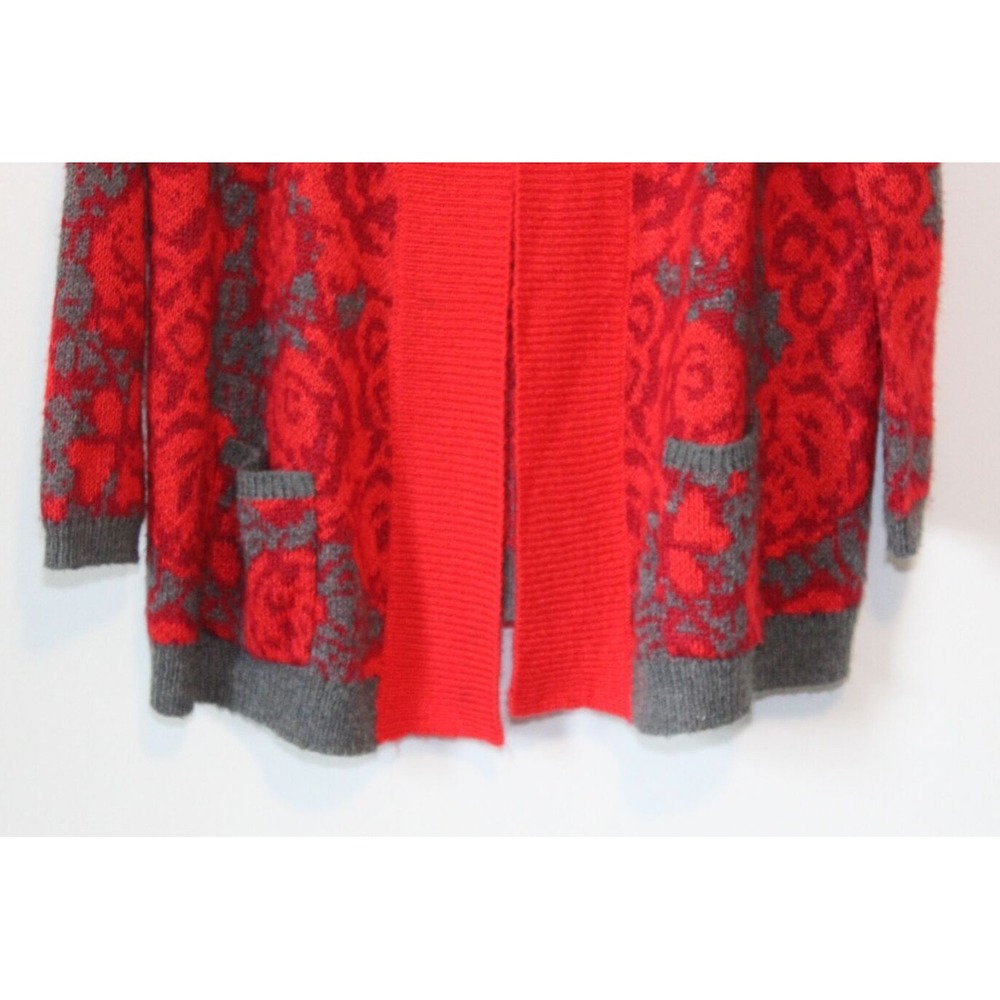 Anthropologie x Sparrow Hooded Open Cardigan Sweater Red Rose Medium Pockets - Picture 3 of 8